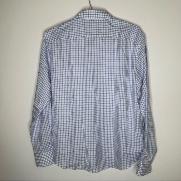 UNTUCKit Wrinkle Free Two Ply Cotton LS Shirt Size Large in Blue and White Plaid - Picture 5 of 6